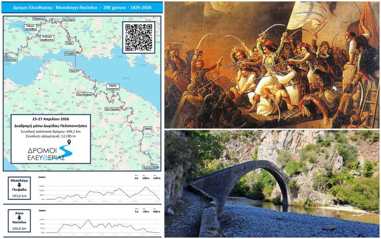 1ος ΔΡΟΜΟΣ ΕΛΕΥΘΕΡΙΑΣ ΜΕΣΟΛΟΓΓΙ - ΝΑΥΠΛΙΟ (ΝΟΤΙΑ ΔΙΑΔΡΟΜΗ): 23-27 ΑΠΡΙΛΙΟΥ 2026 – 200 ΧΡΟΝΙΑ ΜΕΤΑ!