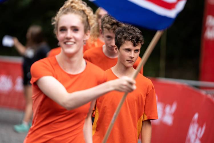 United Kingdom parading at the 2022 Skyrunning Youth World Championships in Andorra where Charlie Allmond clinched a gold in his first VK. ©iancorless.com